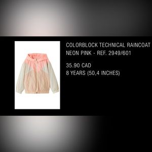 ZARA raincoat neon pink size 8